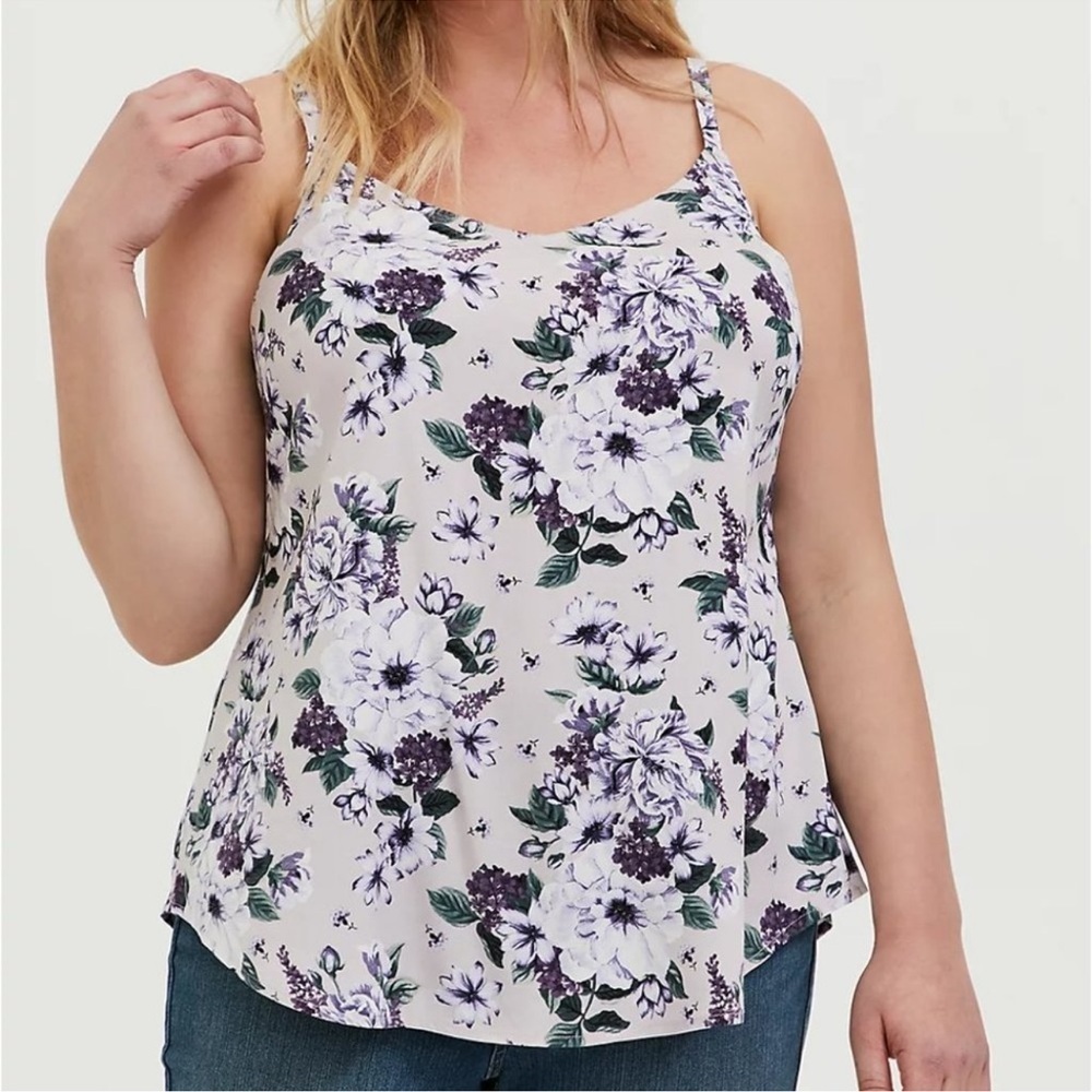 Torrid Ava Lavender Light Purple Floral Challis Spaghetti Strap Top